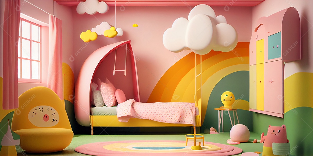 Ilustração quarto de criança decorado