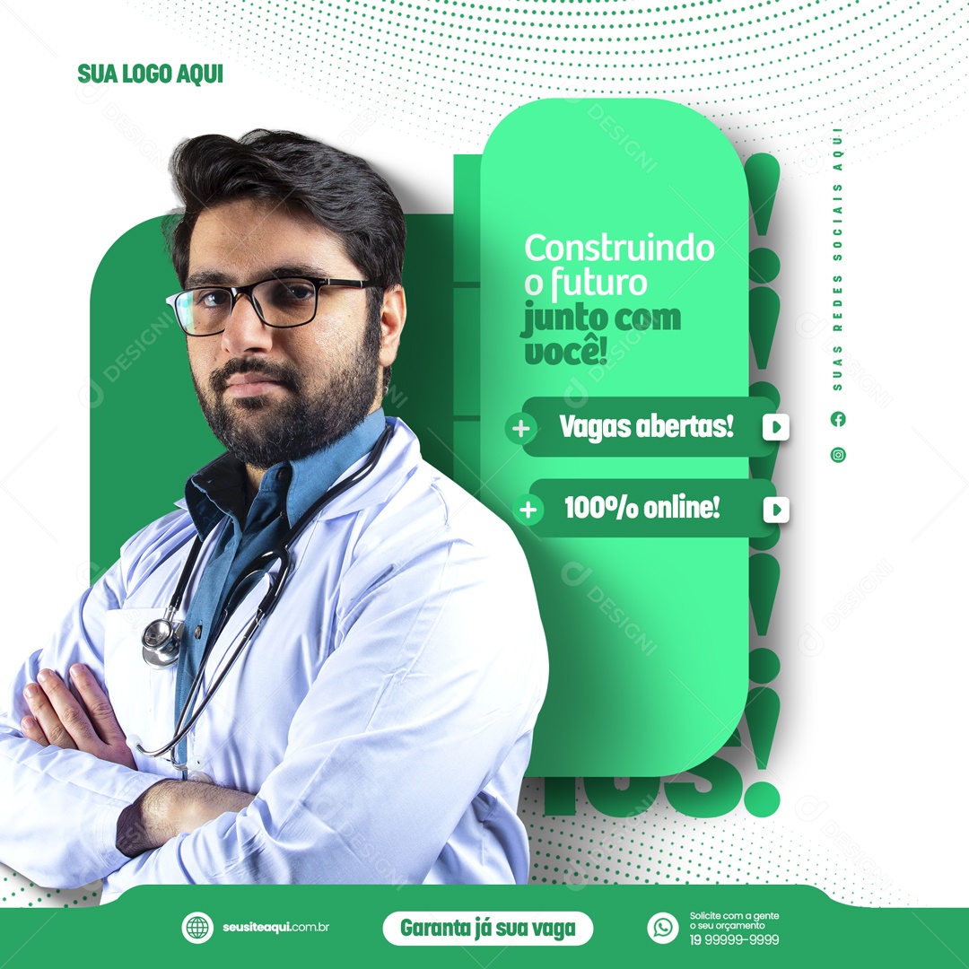 Construindo O Futuro Junto com Você! Vagas Abertas Educação a distância Social Media PSD Editável