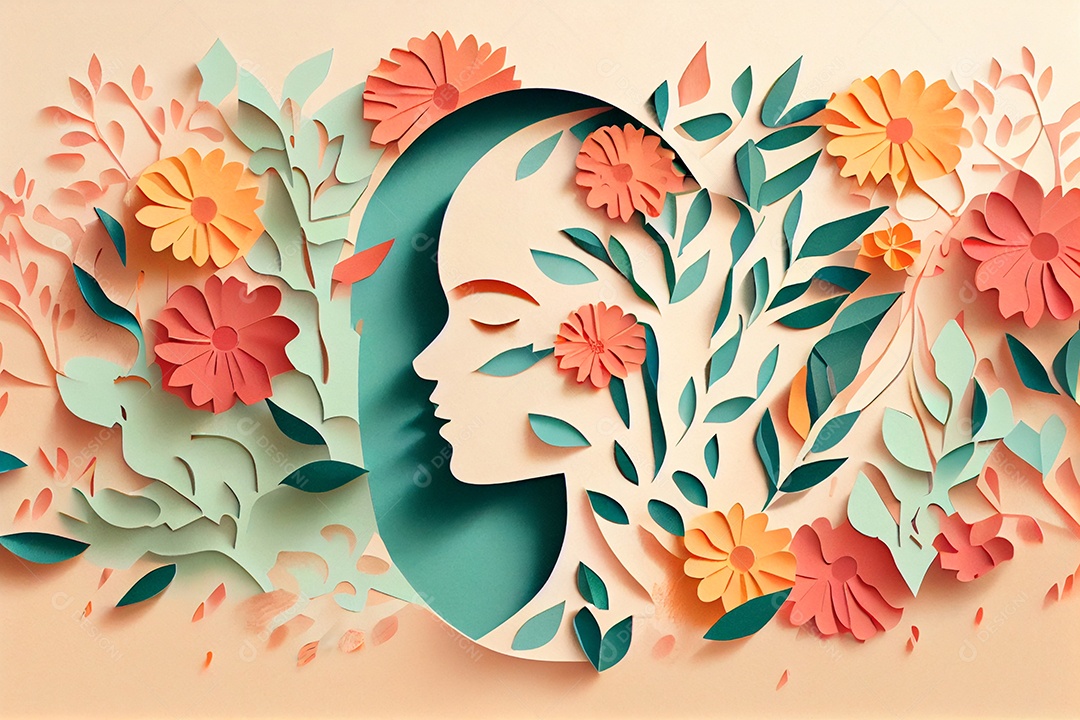 Flores de papel em tons pastel elegantes em fundo bege