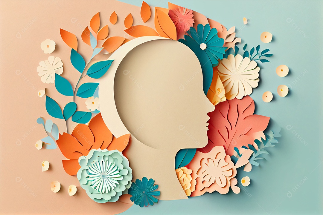 Flores de papel em tons pastel elegantes em fundo bege