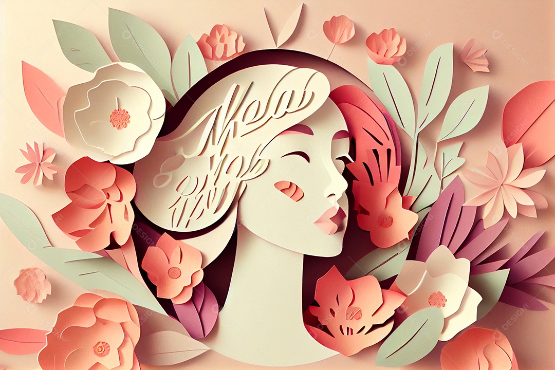 Flores de papel em tons pastel elegantes em fundo bege