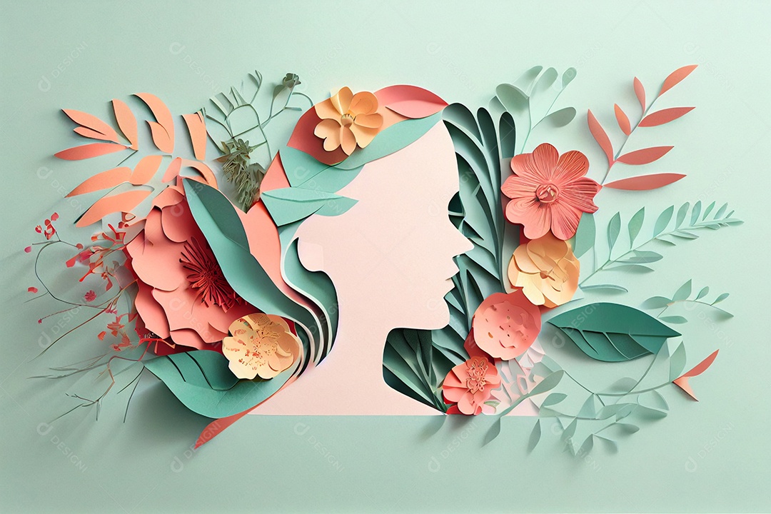 Flores de papel em tons pastel elegantes em fundo bege