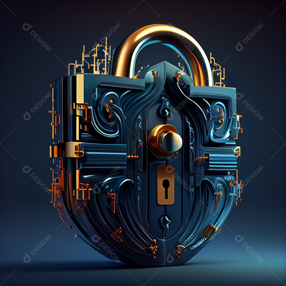 Cadeado fechado na segurança cibernética de fundo digital