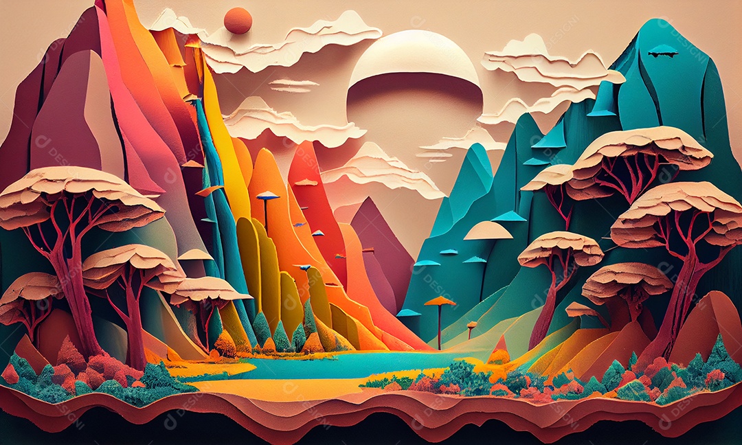 Ilustração Arte e ilustração em quilling de papel