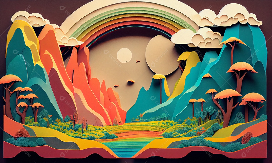 Ilustração Arte e ilustração em quilling de papel