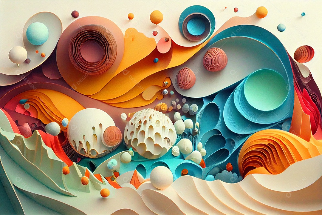 Ilustração Arte e ilustração em quilling de papel