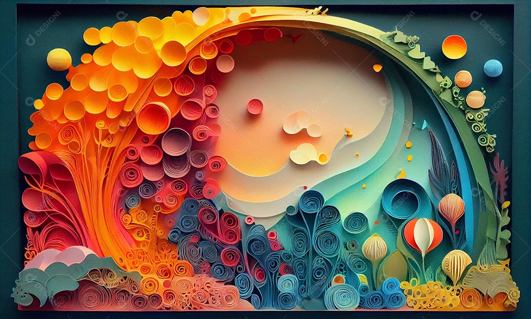 Ilustração Arte e ilustração em quilling de papel