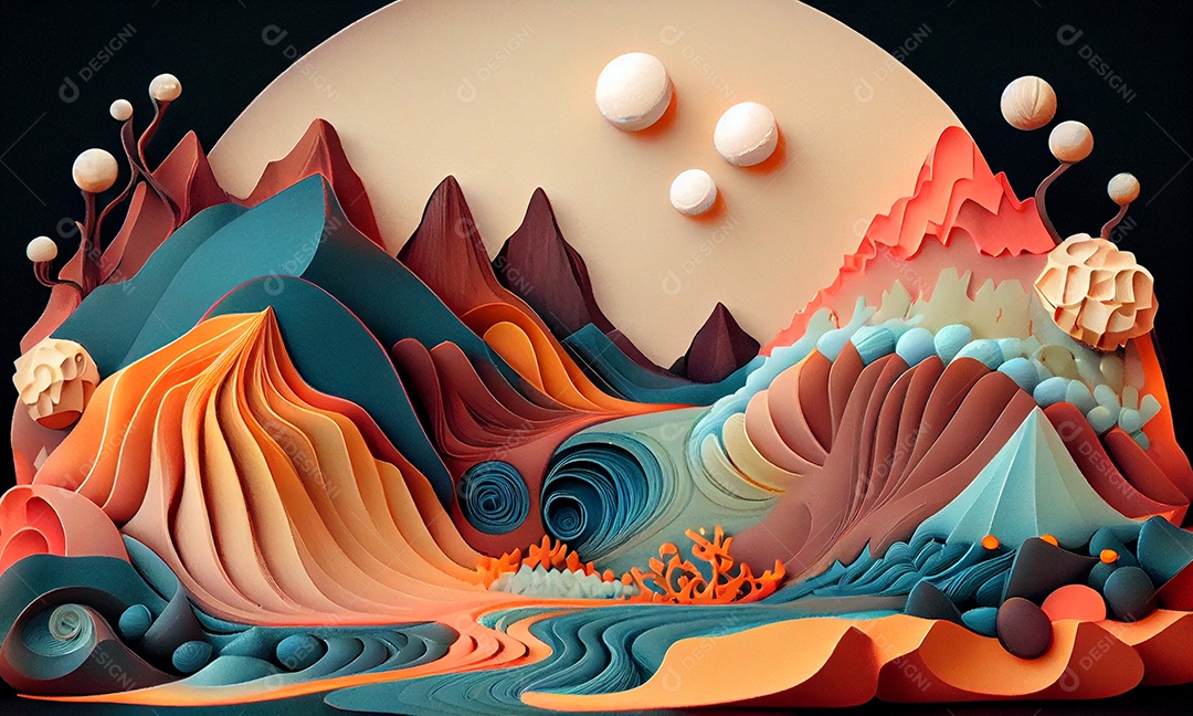 Ilustração Arte e ilustração em quilling de papel