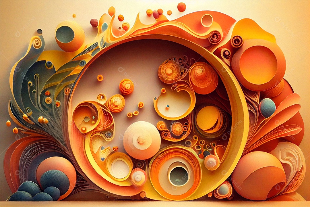 Ilustração Arte e ilustração em quilling de papel