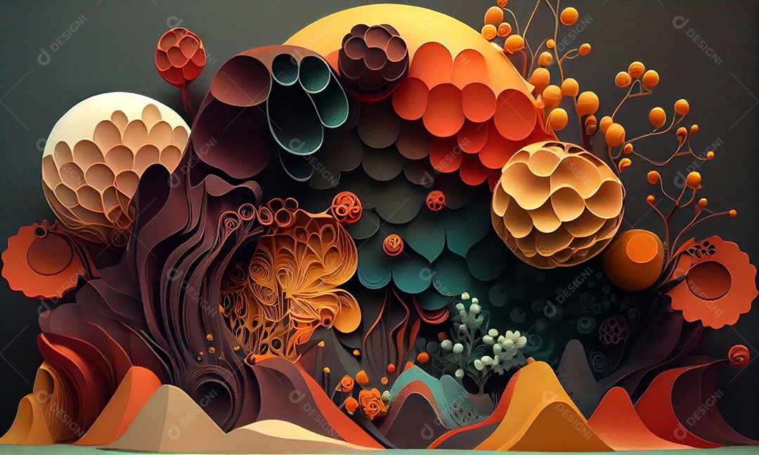 Ilustração Arte e ilustração em quilling de papel