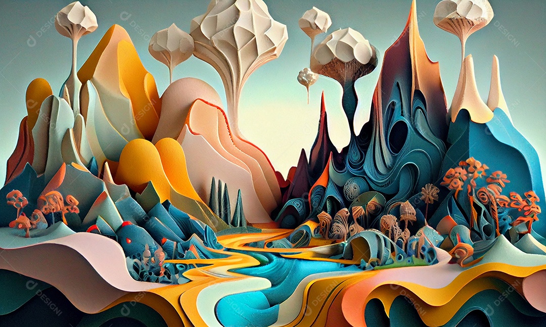 Ilustração Arte e ilustração em quilling de papel