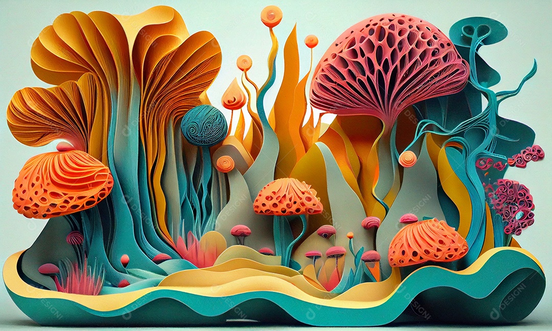 Ilustração Arte e ilustração em quilling de papel