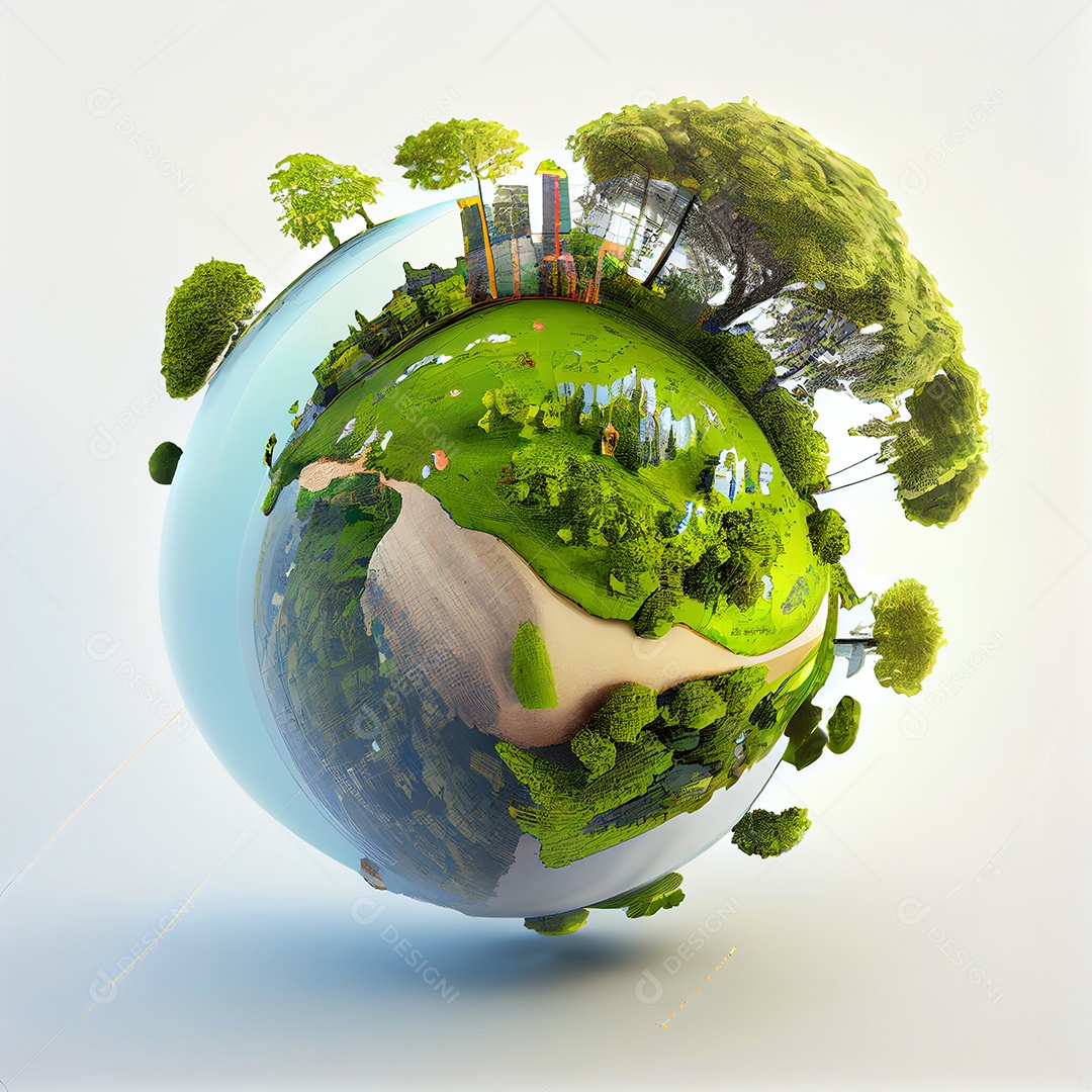 Terra verde de eco amigável e urbana floresta paisagem papel arte