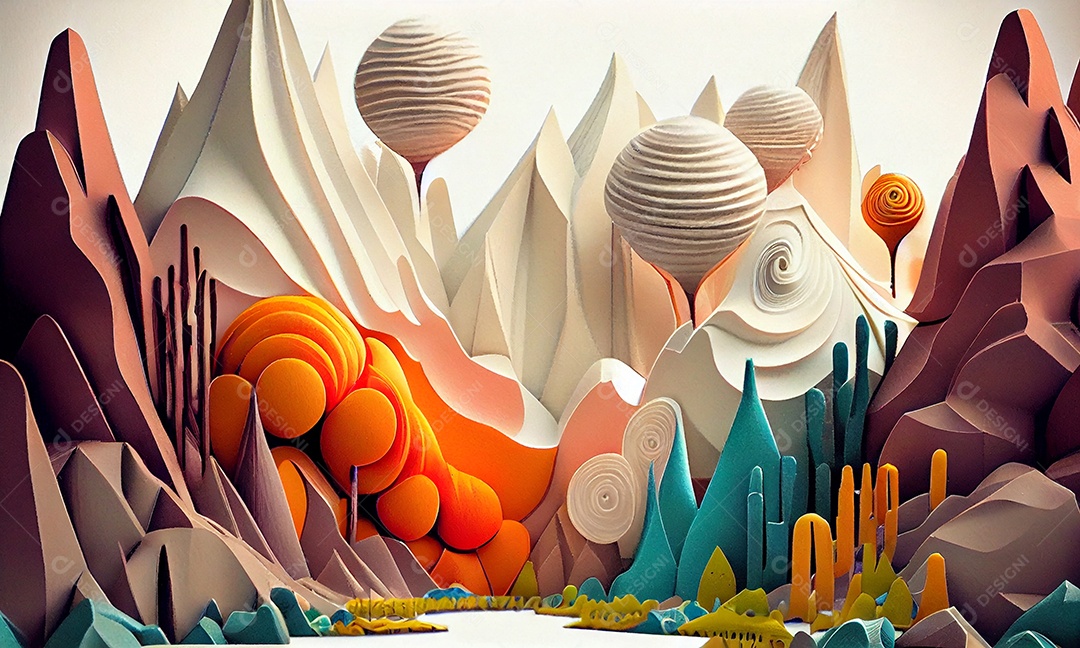 Ilustração fundo arte com dobradura de papel