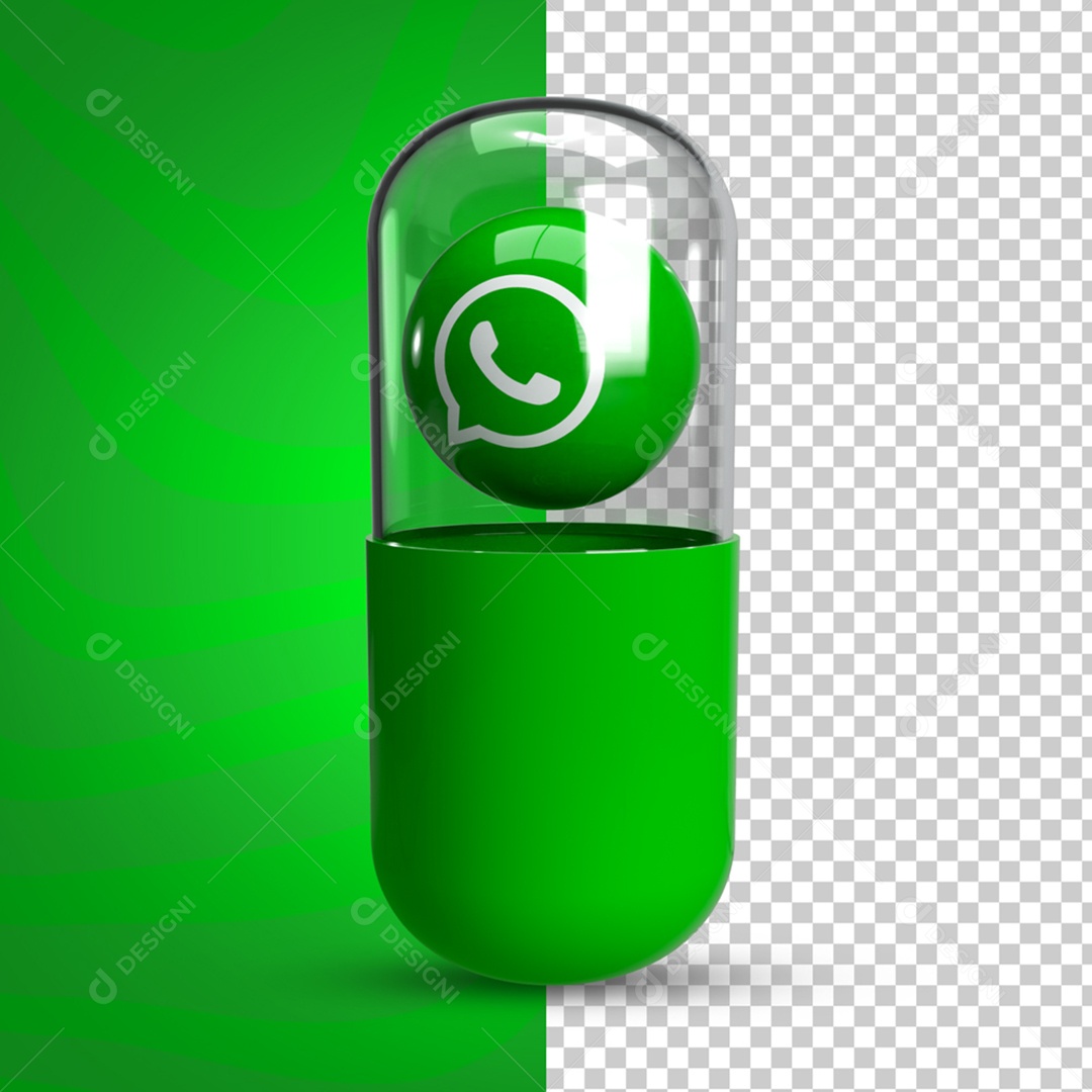 Elemento 3D Para Composição Cápsula Com Ícone do Whatsapp PSD