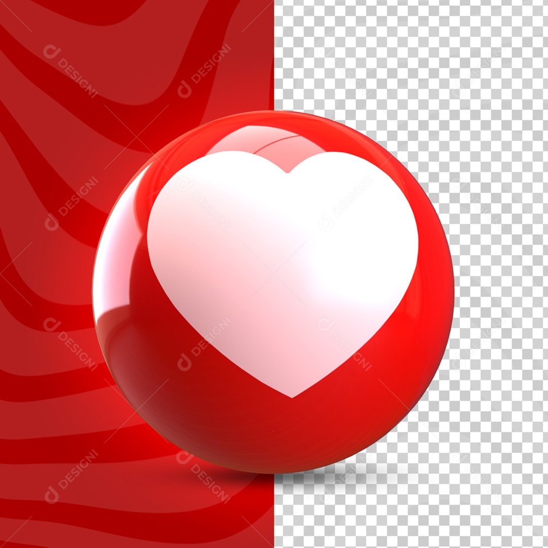 Elemento 3D Para Composição Like de Coração PSD