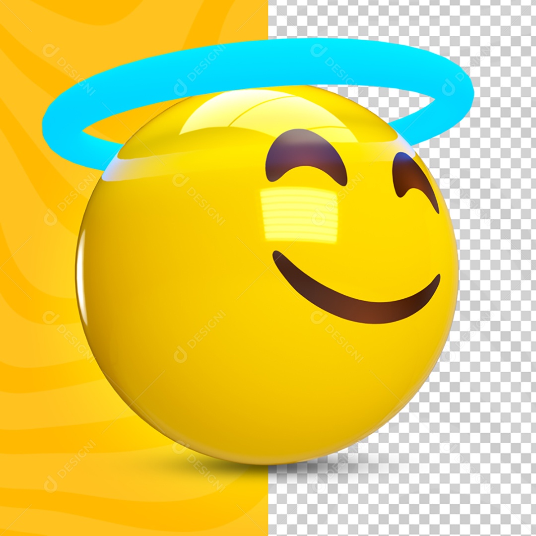 Elementos 3D Para Composição Emoji de Anjo PSD