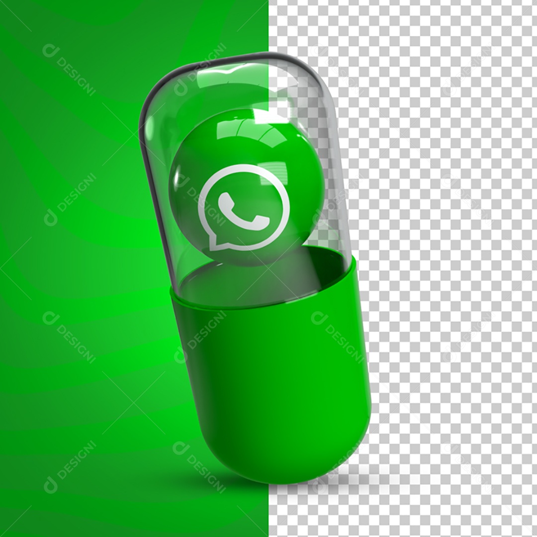 Elemento 3D Para Composição Cápsula Com Ícone do Whatsapp PSD