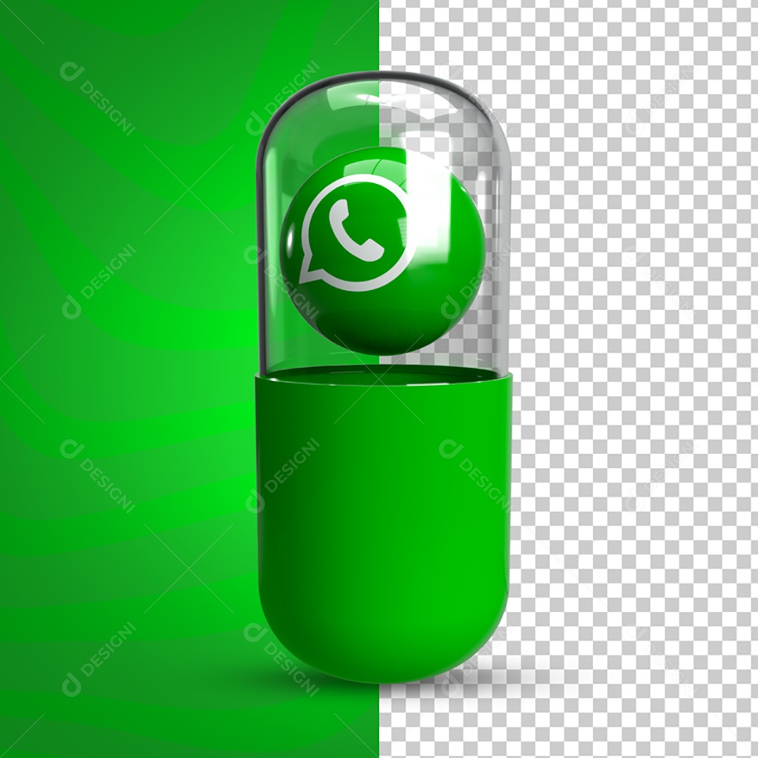 Elemento 3D Para Composição Cápsula Com Ícone do Whatsapp PSD