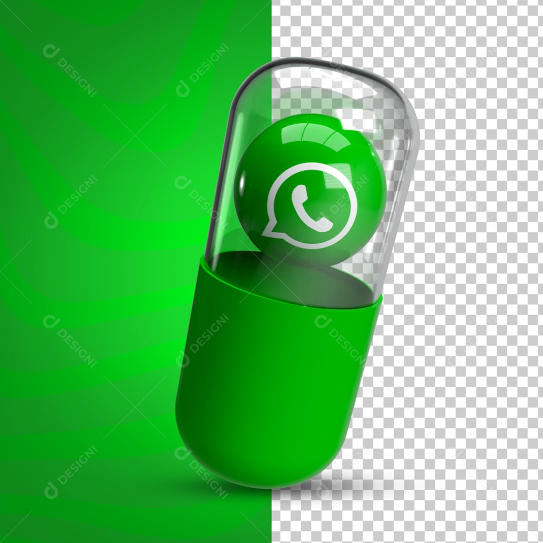 Elemento 3D Para Composição Cápsula Com Ícone do Whatsapp PSD
