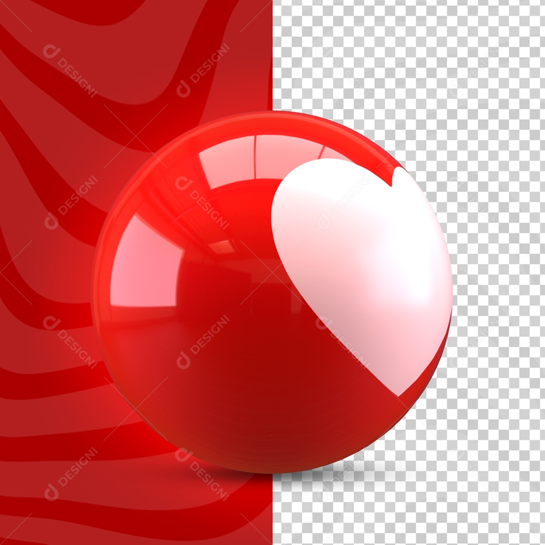 Elemento 3D Para Composição Like de Coração PSD