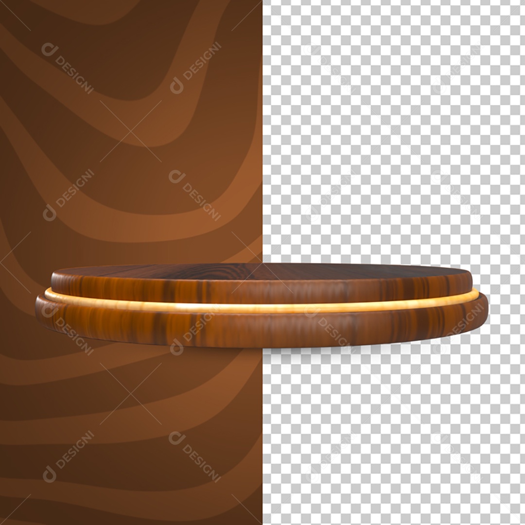 Elemento 3D Para Composição Podium de Madeira PSD