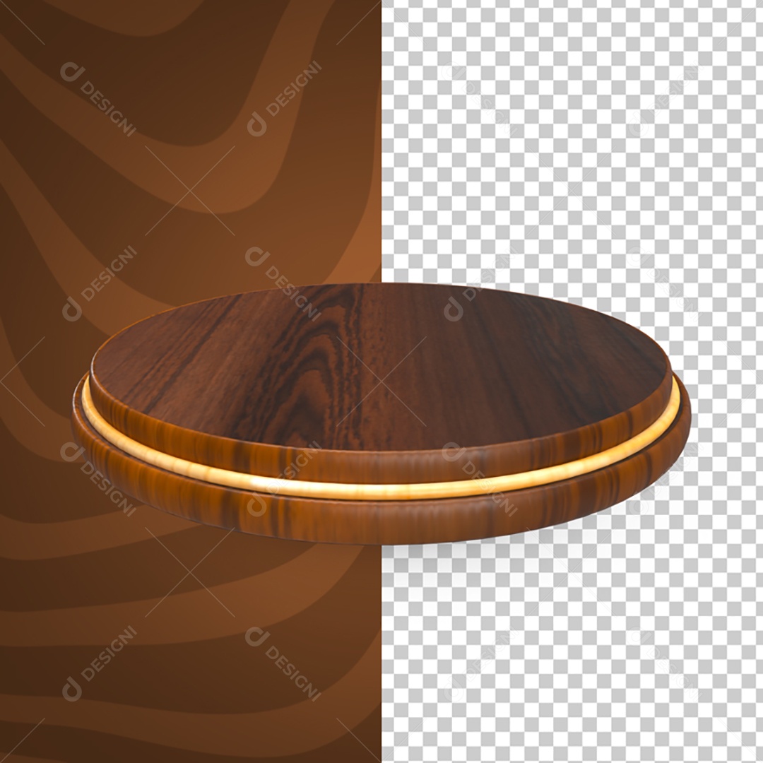 Elemento 3D Para Composição Podium de Madeira PSD