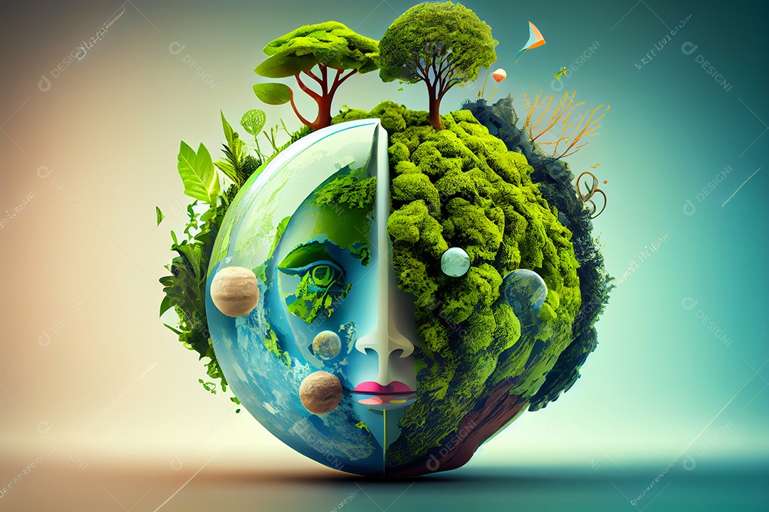 Planeta Terra na forma de uma bola de vidro simbolizando um ambiente ecológico