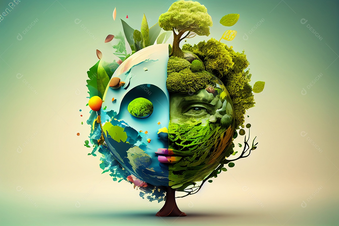 Planeta Terra na forma de uma bola de vidro simbolizando um ambiente ecológico