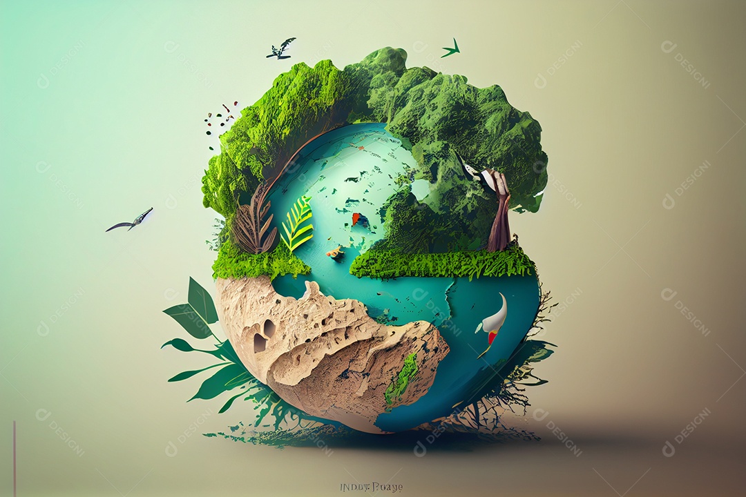 Planeta Terra na forma de uma bola de vidro simbolizando um ambiente ecológico