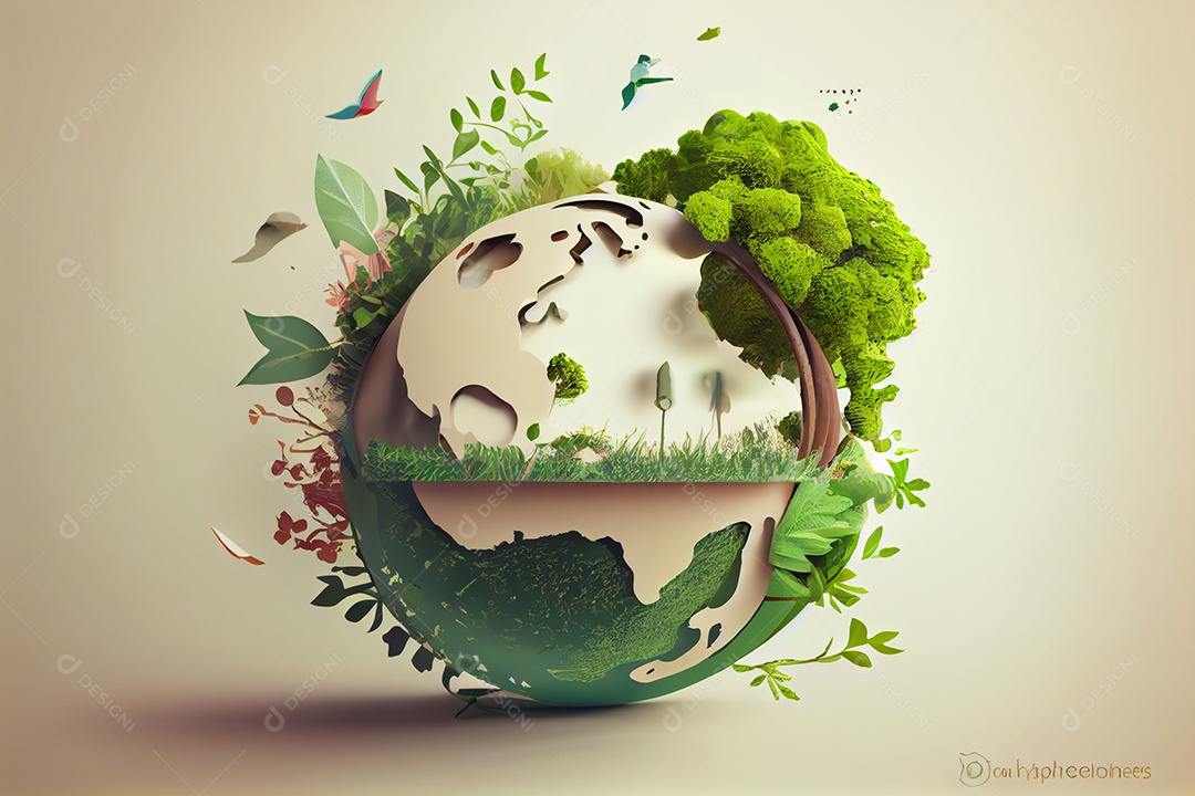 Planeta Terra na forma de uma bola de vidro simbolizando um ambiente ecológico