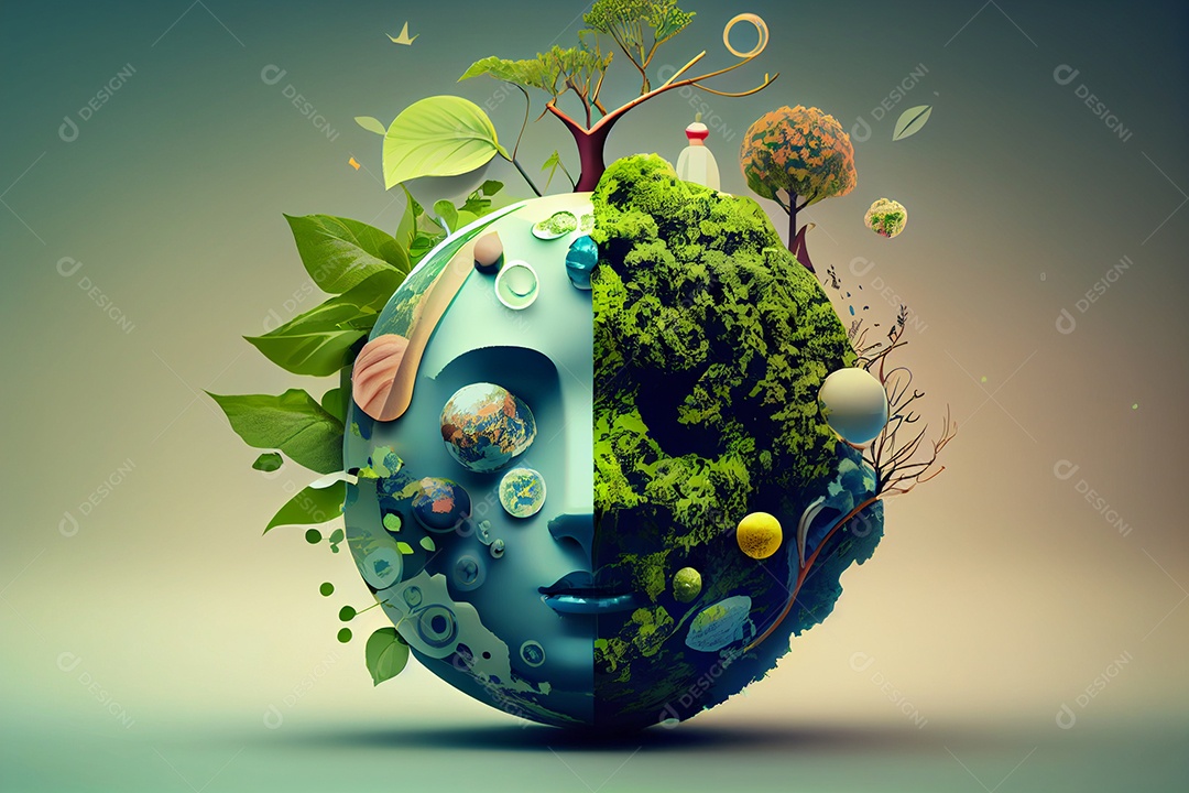 Planeta Terra na forma de uma bola de vidro simbolizando um ambiente ecológico
