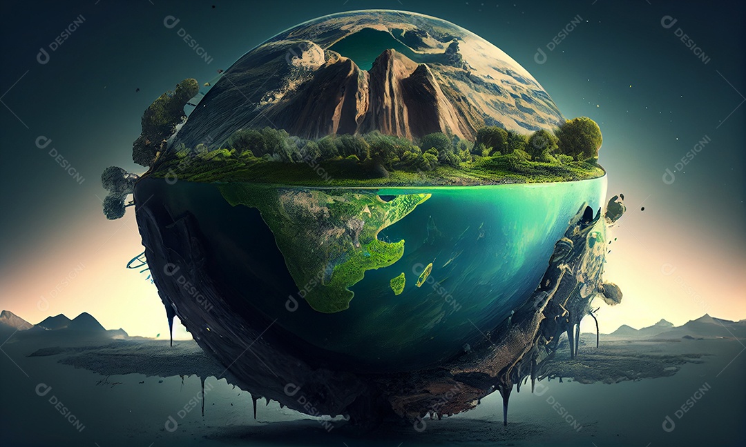 Planeta Terra na forma de uma bola de vidro simbolizando um ambiente ecológico