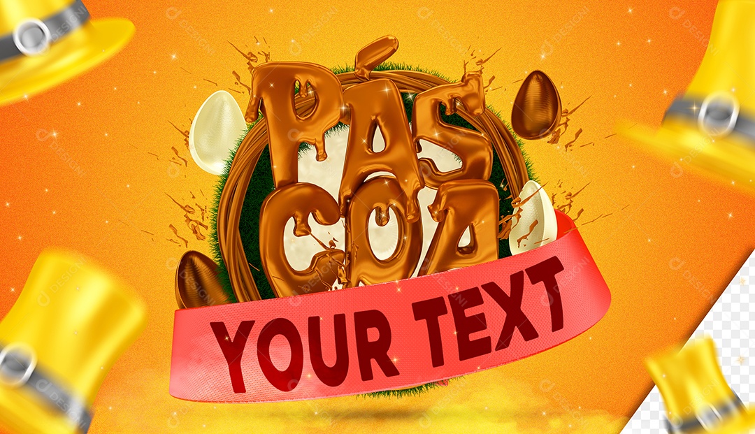 Selo 3D Para Composição Páscoa PSD