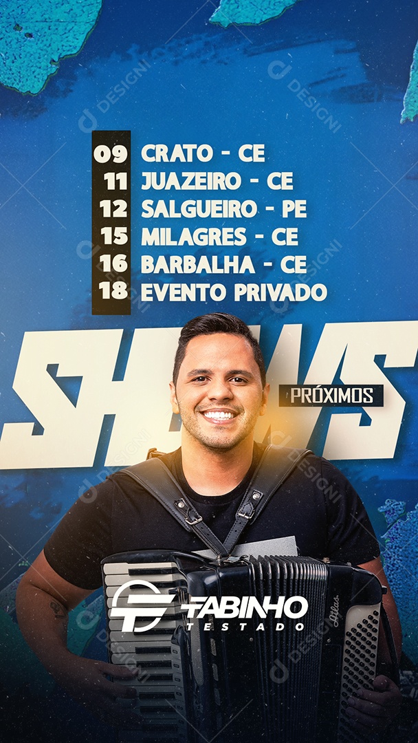 Social Media Flyer Próximos Shows Fabinho Testado PSD Editável