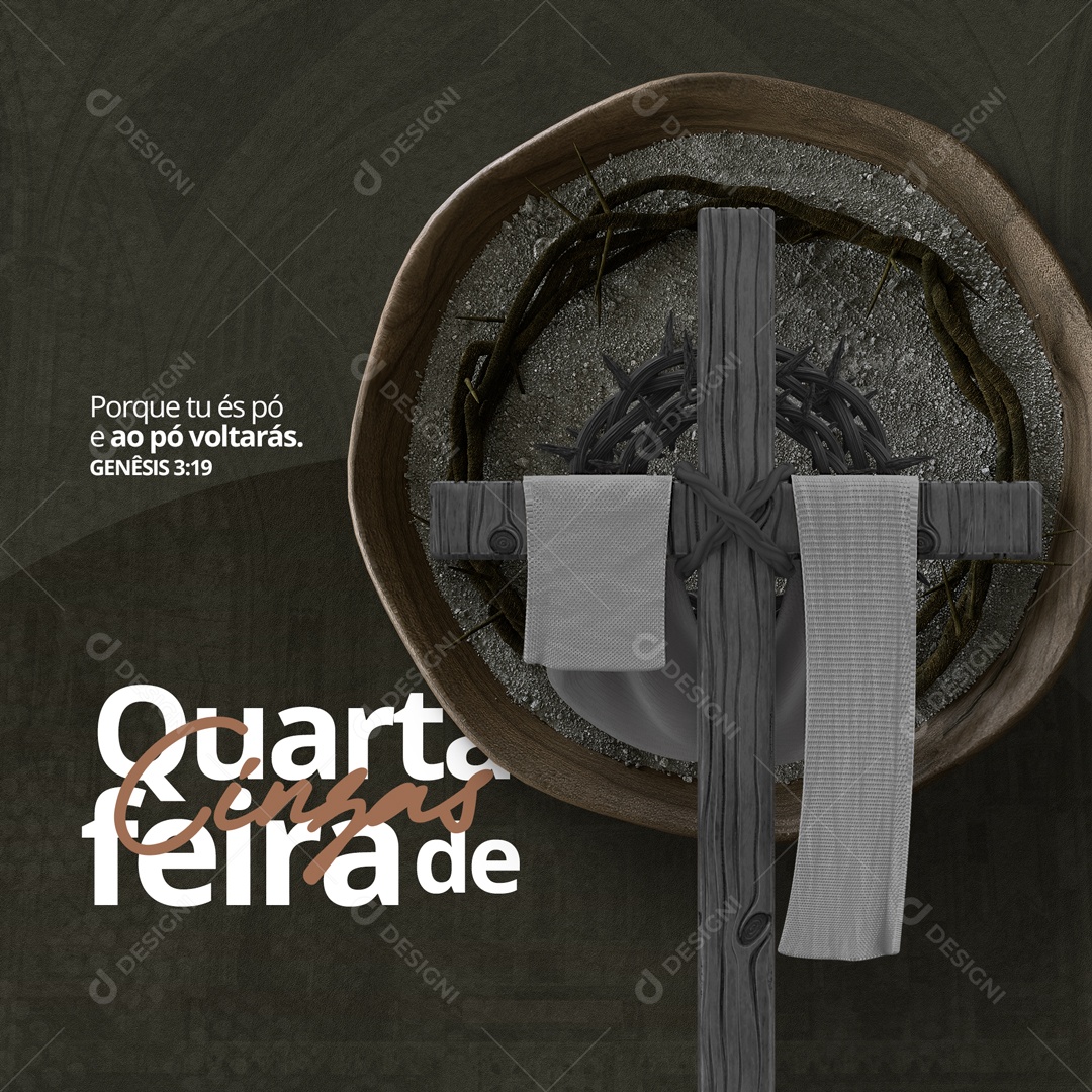 Porque Tu És Pó Ao Pó voltarás. Quarta-Feria de Cinzas Social Media PSD Editável