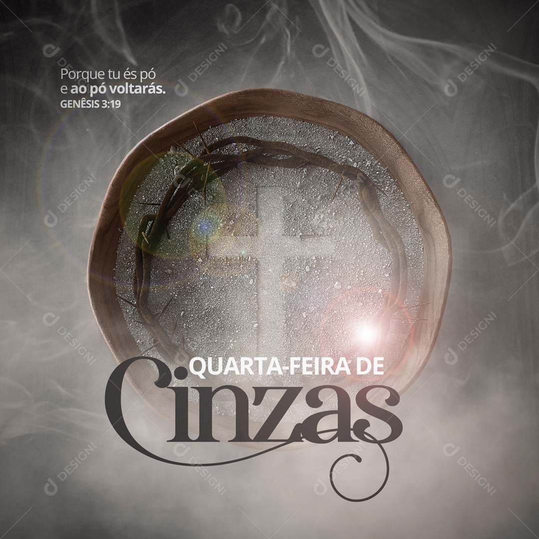 Porque Tu És Pó Ao Pó voltarás. Quarta-Feria de Cinzas Social Media PSD Editável