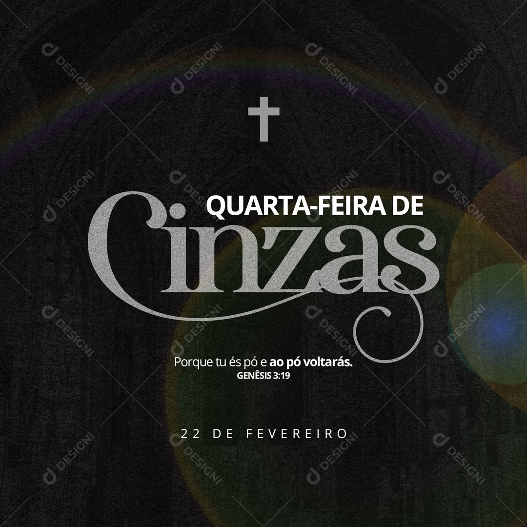 Porque Tu És Pó Ao Pó voltarás. Quarta-Feria de Cinzas Social Media PSD Editável