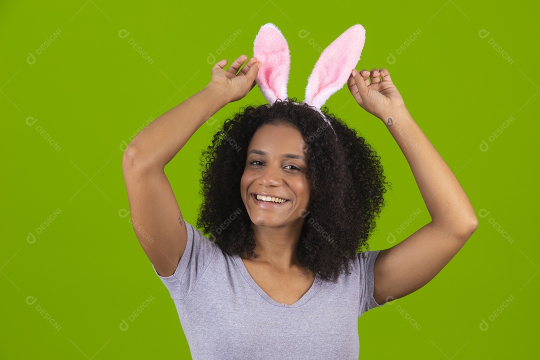 Linda Mulher garota usando fantasia de coelho Conceito Feliz Páscoa