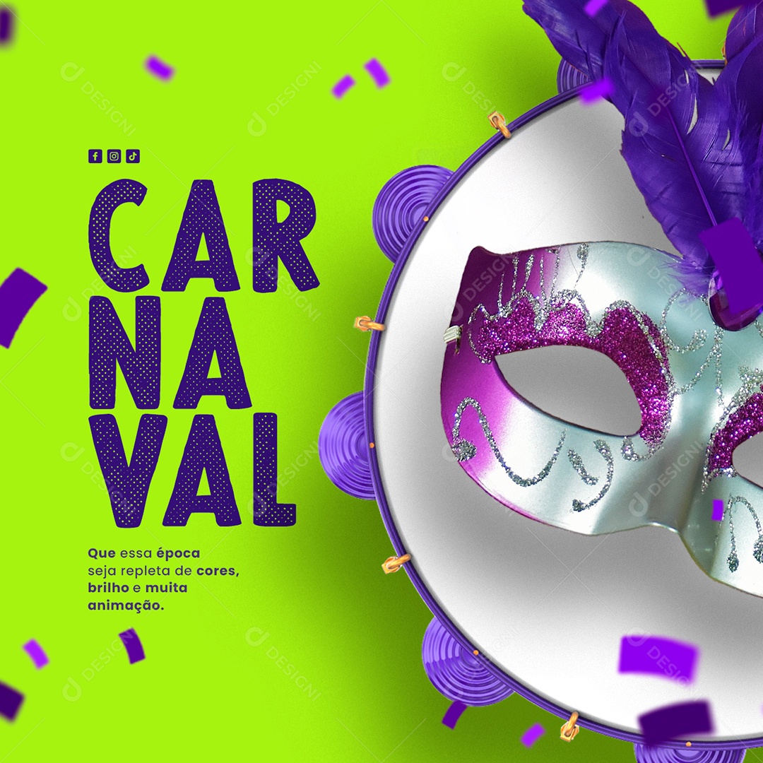 Social Media Carnaval Muita Animação PSD Editável