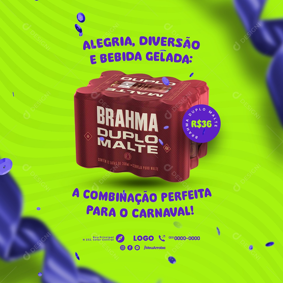 Social Media Carnaval Bebida Gelada PSD Editável