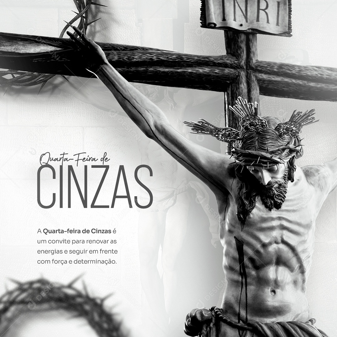 Social Media Quarta-Feira de Cinzas Convite Para Renovar PSD Editável