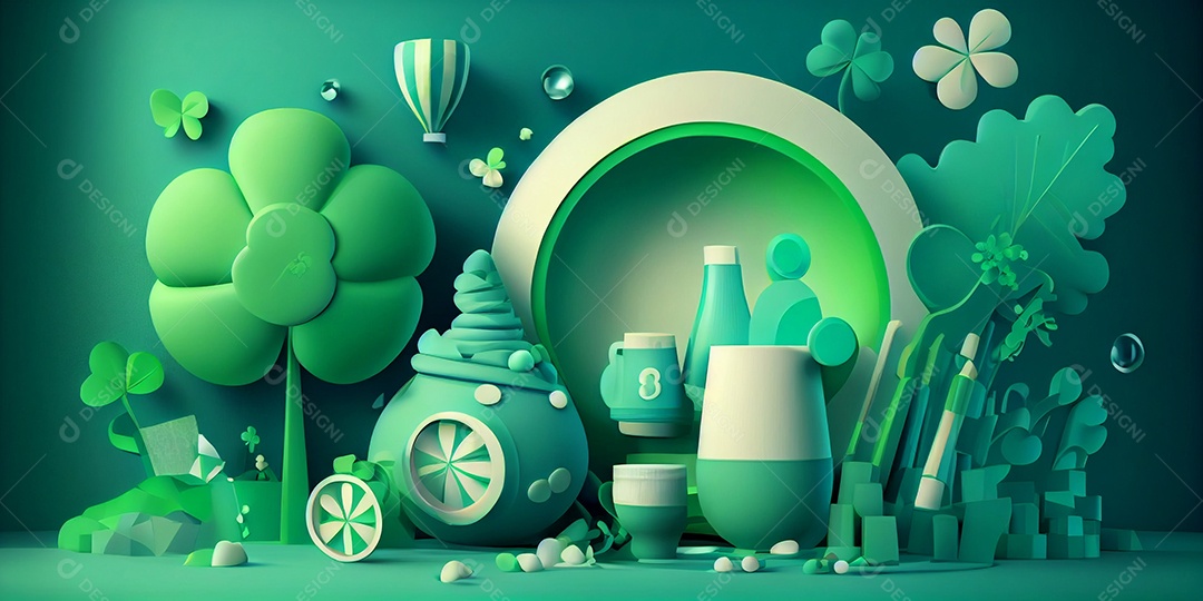 Ilustração dia de São Patrício trevo da sorte