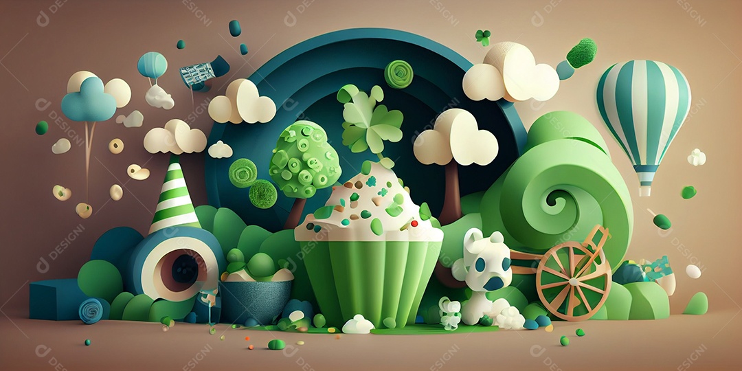 Ilustração dia de São Patrício trevo da sorte