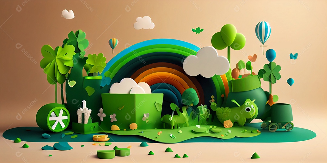 Ilustração dia de São Patrício trevo da sorte