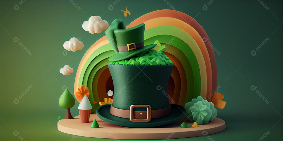 Ilustração dia de São Patrício trevo da sorte