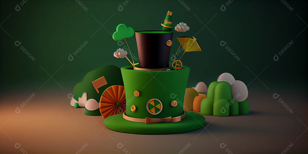 Ilustração dia de São Patrício chapéu de duende