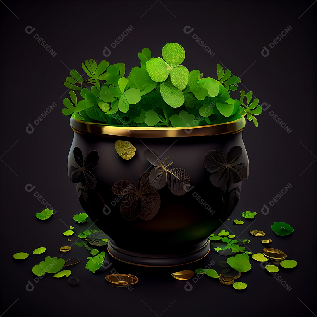 Ilustração dia de São Patrício trevo da sorte