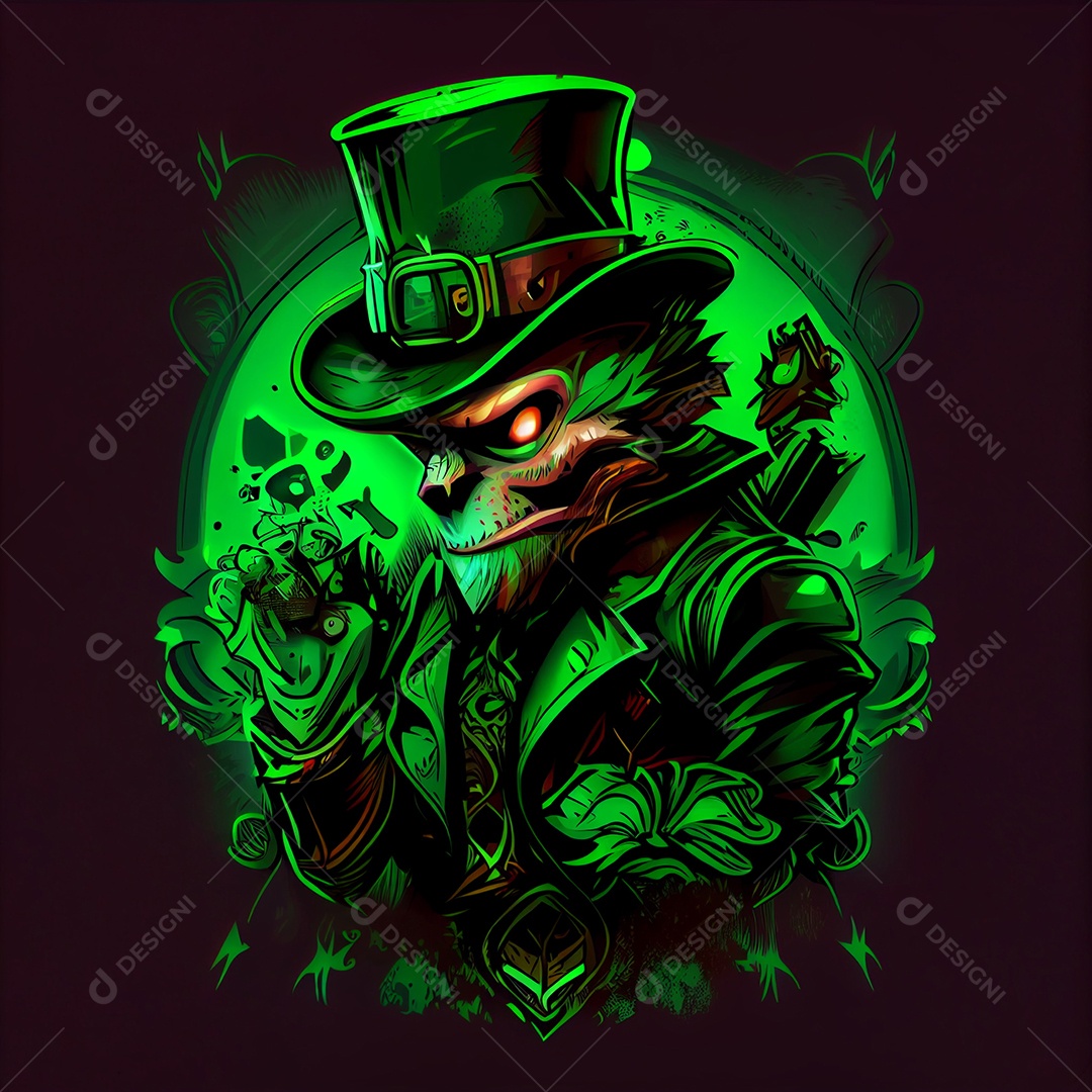 Ilustração 3D Duende dia de São Patrício feriado Irlandês