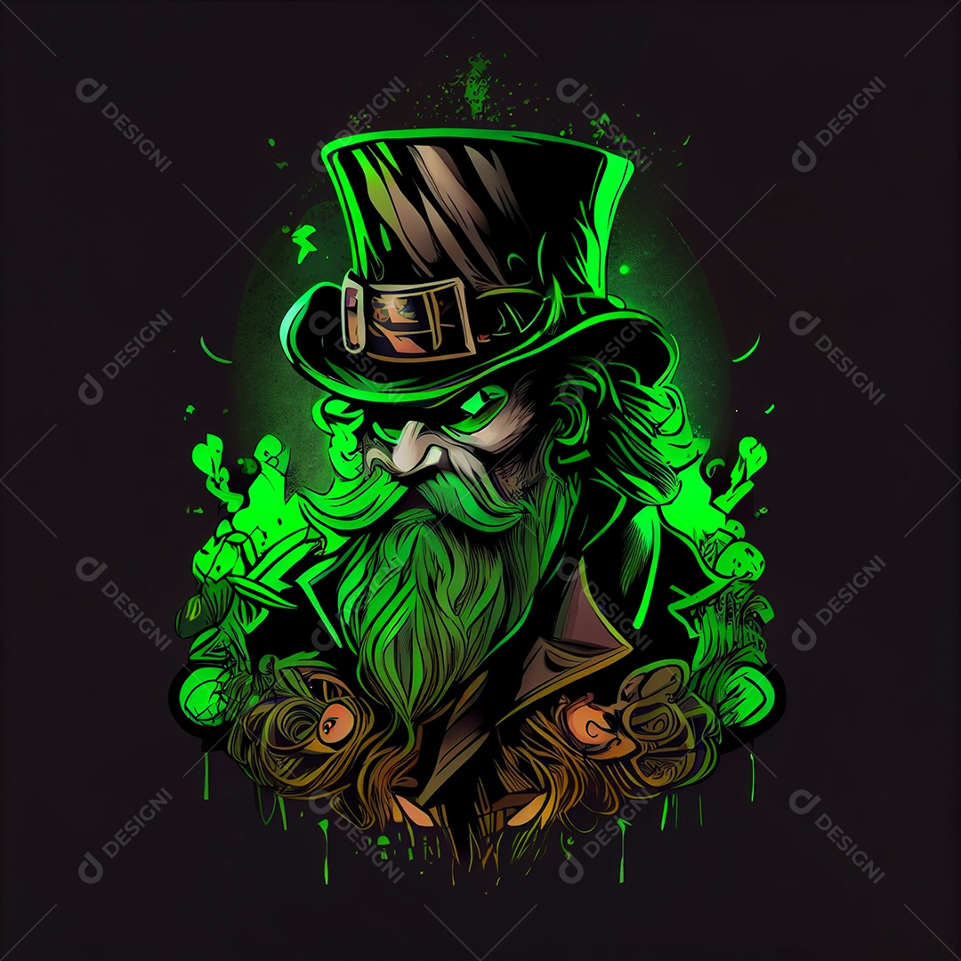 Ilustração 3D Duende dia de São Patrício feriado Irlandês